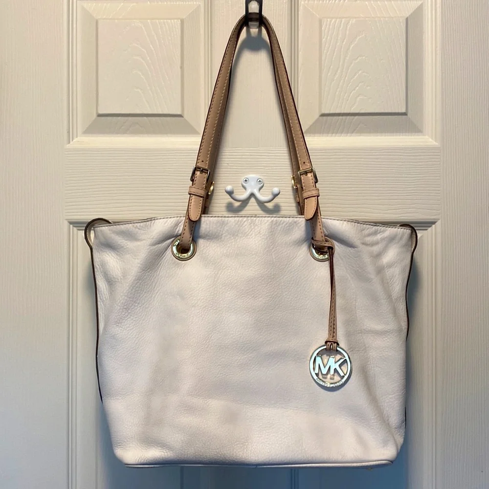 Michael Kors Off White Pebble Leather Tote Bag